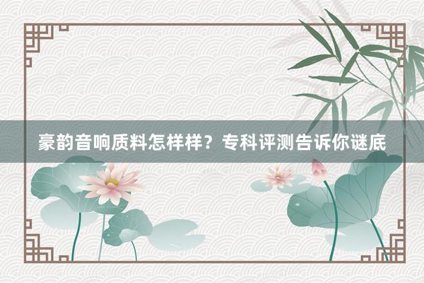 豪韵音响质料怎样样？专科评测告诉你谜底