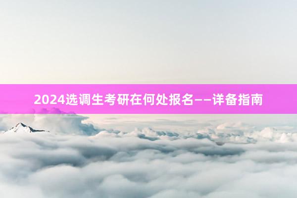 2024选调生考研在何处报名——详备指南